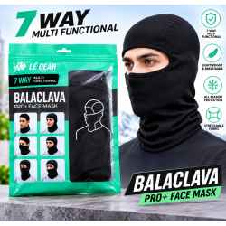 LÉ GEAR 7-Way Multifunctional Balaclava Pro+ Face Mask – Black Full Face Cover for Men, Winter Wear, Bike Riding & Outdoor Activities