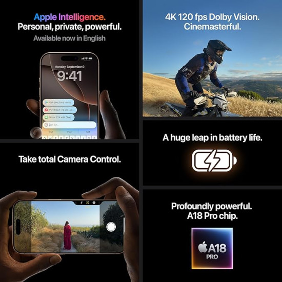 iPhone 16 Pro Max 512 GB: 5G Mobile Phone with Camera Control, 4K 120 fps Dolby Vision and a Huge Leap in Battery Life. Works with AirPods; Natural Titanium iPhone 16 Pro Max 512 GB: 5G Mobile Phone with Camera Control, 4K 120 fps Dolby Vision and a Huge Leap in Battery Life. Works with AirPods; Natural Titanium