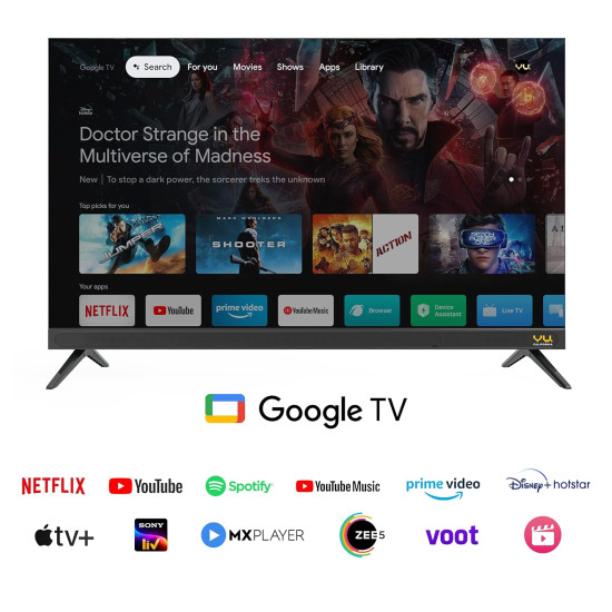 Vu 139 cm (55 inches) The GloLED Series 4K Smart LED Google TV 55GloLED (Grey)